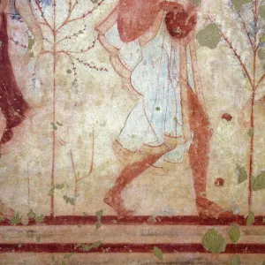 Etruscan art: frescoes depicting banquet scenes, detail depicting a lyre player