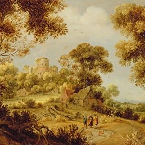 An Extensive Wooded Landscape with Christ on the Road to Emmaus, c