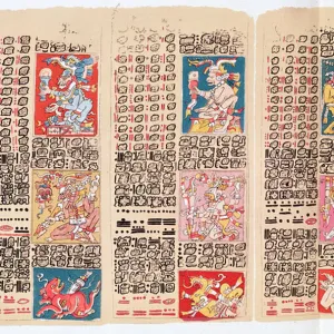 Facsimile copy of a page of the Dresden Codex (pen & ink on paper) (see also 82558)