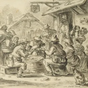 A Farmers Card Game in front of the Inn, 1624 (pencil