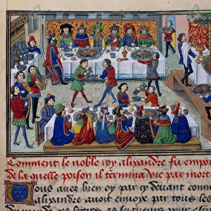 Feast meal scene, served for King Alexander and his courtiers in the last days of his