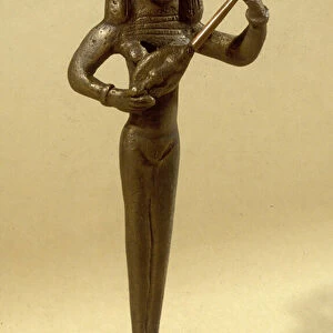 Figurine of a female lute player excavated in Beit Shean, 7th-6th century BC (bronze)