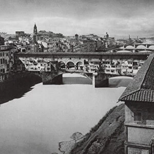 Firenze, Ponte Vecchio; Florence, Ponte Vecchio (b / w photo)