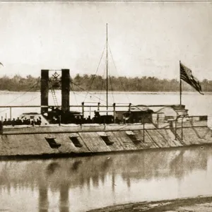 The First Ironclad Gunboat built in America, 1861 (b / w photo)