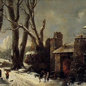 A First Snow in the Piemont Painting by Cesar Van Loo (1743-1821), 1804 Sun. 1, 21x1, 58 m