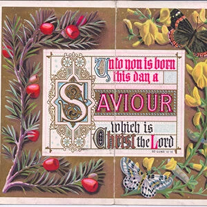A floral Victorian Christmas card with a religious tract, c.1880 (colour litho)