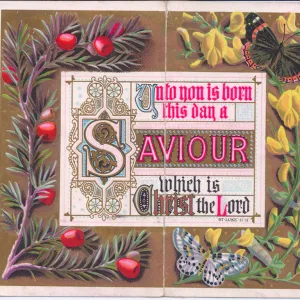 A floral Victorian Christmas card with a religious tract, c.1880 (colour litho)