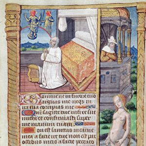 Fol. 51r David and Bathsheba, from Heures de l Usage de Rome (vellum)