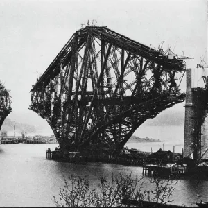 The Forth Bridge, under construction, 1888 (b / w photo)