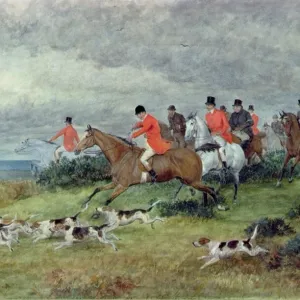 Fox Hunting in Surrey, 19th century (watercolour)