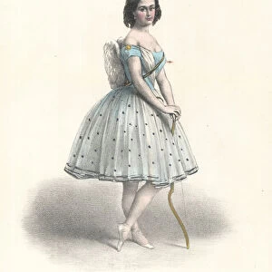 French ballet dancer Louise Fiocre in L Amour de Pierre de Medicis at the Paris Opera, c1860 (colour litho)
