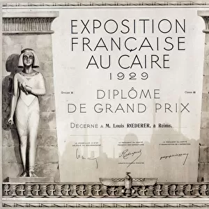 French Exhibition in Cairo 1929: Grand Prix Diploma awarded to Mr