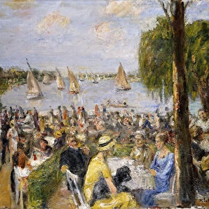 Garden Cafe by the Wannsee; Gartencafe am Wannsee, (oil on canvas)
