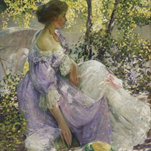 In the Garden, (oil on canvas)
