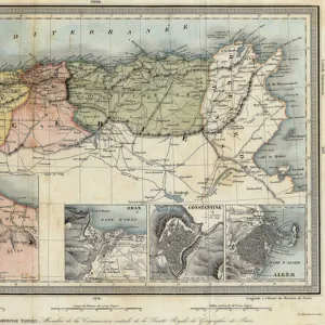 Geographic map of Algeria and details of the provinces of Algiers, Oran and Constantine