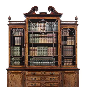 George III secretaire library bookcase, c. 1765 (ebony-inlaid mahogany)