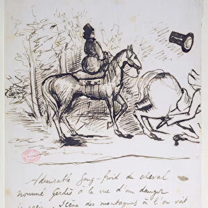 George Sands horse displaying sangfroid behind the stumbling horse of Alfred de