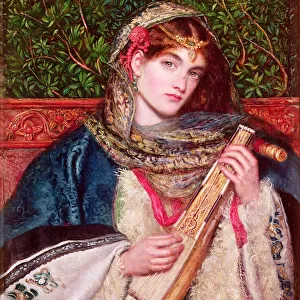 Girl Playing Music (oil on canvas)