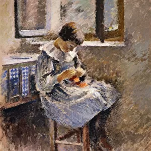 Girl Sewing, c. 1886 (oil on canvas)