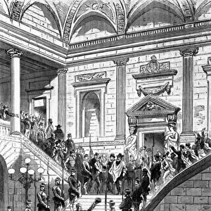 Giuseppe Garibaldi at the National Assembly in Bordeaux, France, March 1871, engraving