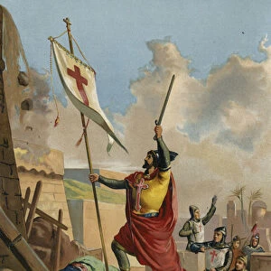 Godfrey of Bouillon, Frankish knight and crusader, 11th Century (chromolitho)