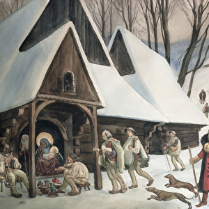 Goral Nativity Scene, c. 1910 (w / c & pen on paper)