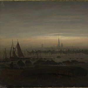 Greifswald in Moonlight, 1817 (oil on canvas)