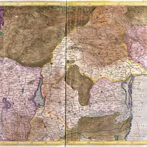 Gulf of Venice to Tirol, centered on Lago di Garda and Verona, Italy (engraving, 1596)