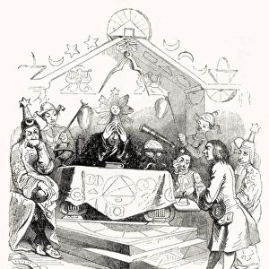 Gulliver in front of the King of Laputa, 1842 (engraving)