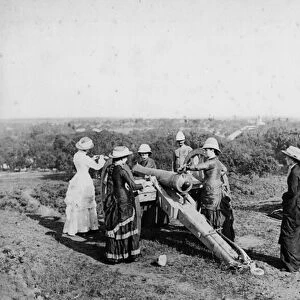 Gun Drill, Nagpore Fort, 1870s (b / w photo)