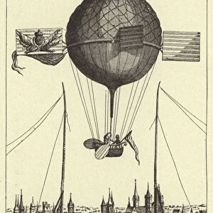 Guyton de Morveau et l aerostat de Dijon, (Experience du 25 avril 1784) (engraving)