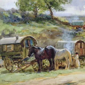 Gypsy Encampment, Appleby, 1919 (w / c on paper) (see also 54655)