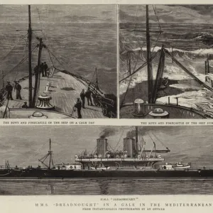 H Ms "Dreadnought"in a Gale in the Mediterranean (engraving)