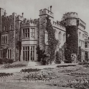 Hawarden Castle, home of English politician and Prime Minister William Gladstone, Hawarden, Flintshire, Wales (b / w photo)