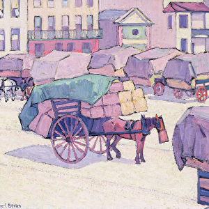 Hay Carts, Cumberland Market (oil on canvas)
