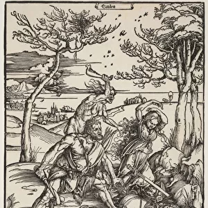 Hercules Conquering Cacus, c. 1496 (woodcut)