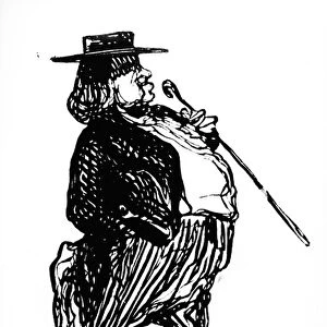 Honore de Balzac (1799-1850) with a cane, probably drawn for the book