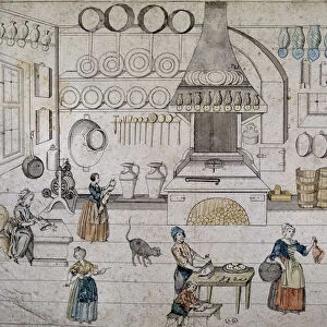Households in the kitchen, Germany, 18th century