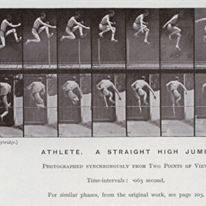 The Human Figure in Motion: Athlete, a straight high jump (b / w photo)