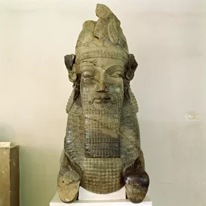 Human-headed capital, from the Tripylon, Persepolis, Iran, 500-480 BC (stone)