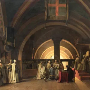 The Inauguration of Jacques de Molay into the Order of Knights Templar in 1295 (oil