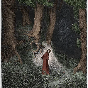 Inferno, Canto 1 : Dante in the savage wood, illustration from The Divine Comedy