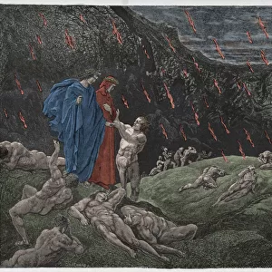 Inferno, Canto 15 : Brunetto Latini accosts Dante, illustration from