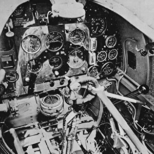 Instrument panel of a Spitfire (b / w photo)