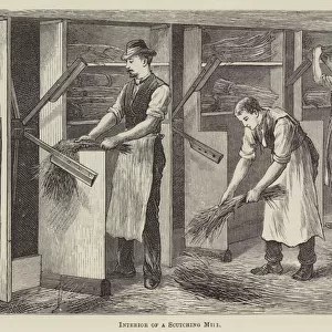 Interior of a Scutching Mill (engraving)