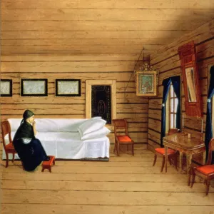 Interior with a seated woman (oil on canvas)