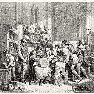 Introduction of the Art of Printing (engraving) (b / w photo)