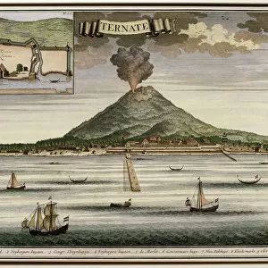 The Island of Ternate, Moluccas, Indonesia, illustration from