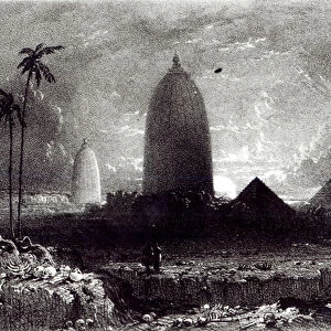 Jagannath Temple, engraved by A. Picken, 1837 (engraving) (b / w photo)