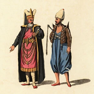 Two Janissaries or Ottoman infantry in ceremonial dress